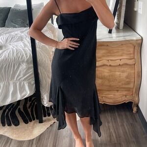 Vintage Y2K Niki by Niki Livas Black Ruffle Hem Midi‎ Dress